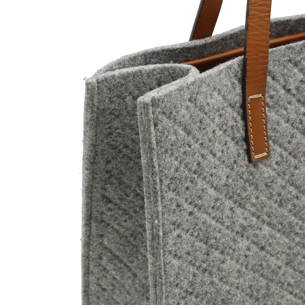 Gucci Diamante Tote Shoulder Bag Felt Wool Leather Gray Brown — view 6