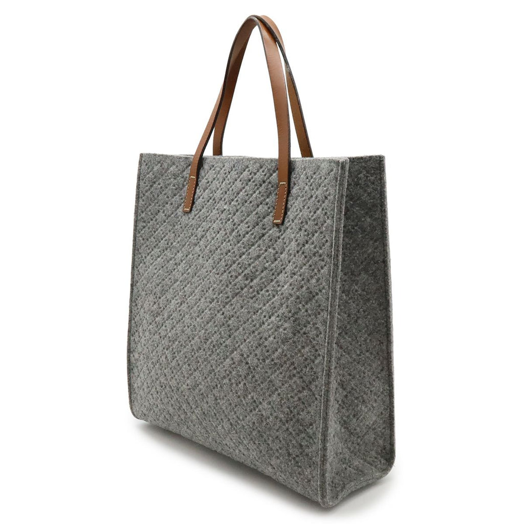 Gucci Diamante Tote Shoulder Bag Felt Wool Leather Gray Brown — view 2