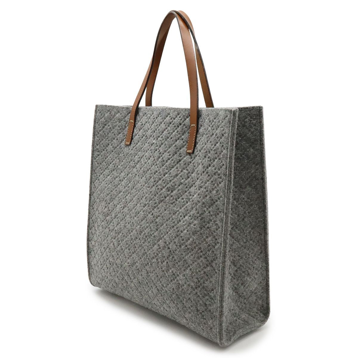 Gucci Diamante Tote Shoulder Bag Felt Wool Leather Gray Brown — view 2