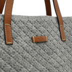 Gucci Diamante Tote Shoulder Bag Felt Wool Leather Gray Brown — view 7