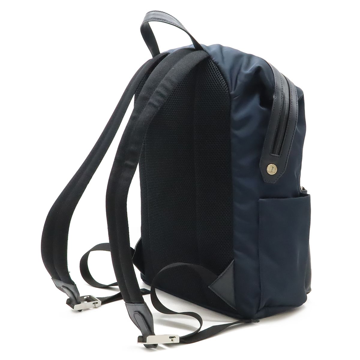 Fendi Logo Backpack Nylon Leather Navy Pink Blue — view 2