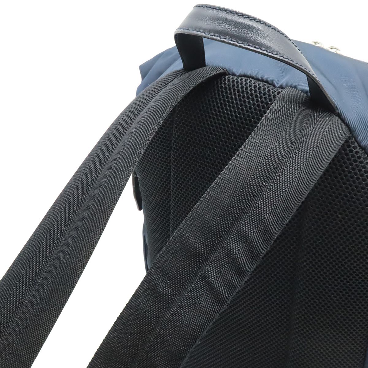 Fendi Logo Backpack Nylon Leather Navy Pink Blue — view 4