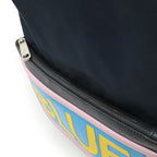 Fendi Logo Backpack Nylon Leather Navy Pink Blue — view 9