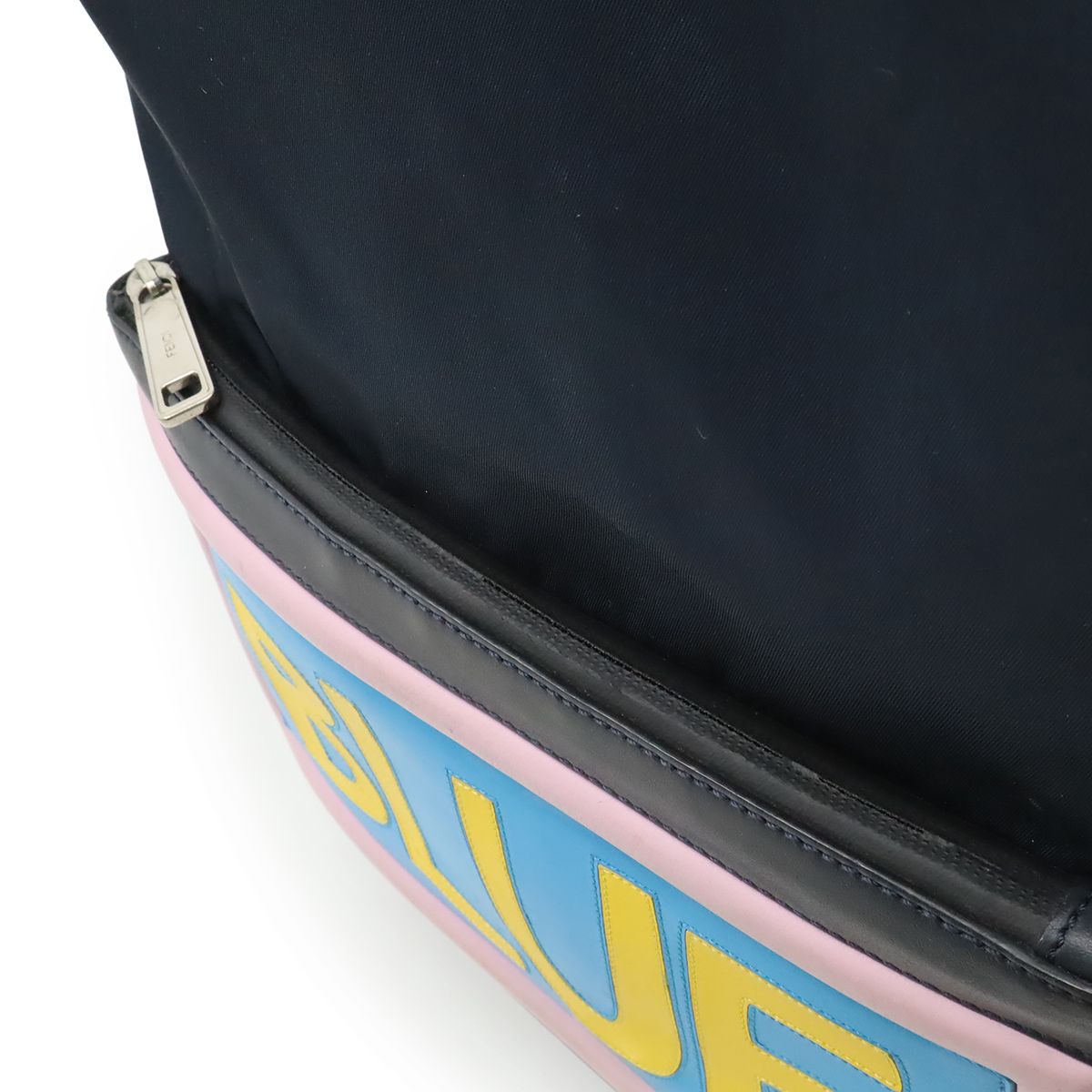 Fendi Logo Backpack Nylon Leather Navy Pink Blue — view 9
