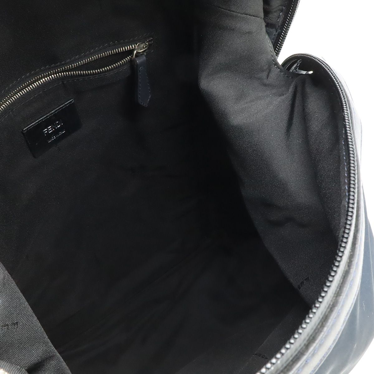 Fendi Logo Backpack Nylon Leather Navy Pink Blue — view 7