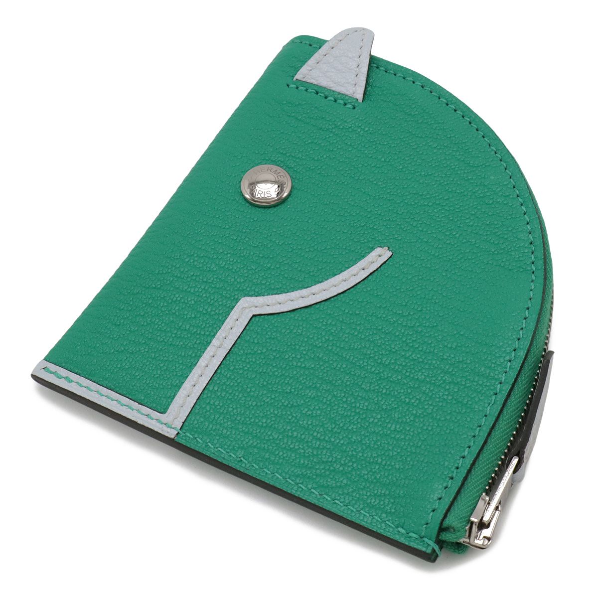 Hermes Paddock Coin Purse Pouch Chevre Leather Mint Green Blue Blum — view 2