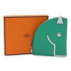 Hermes Paddock Coin Purse Pouch Chevre Leather Mint Green Blue Blum — view 6