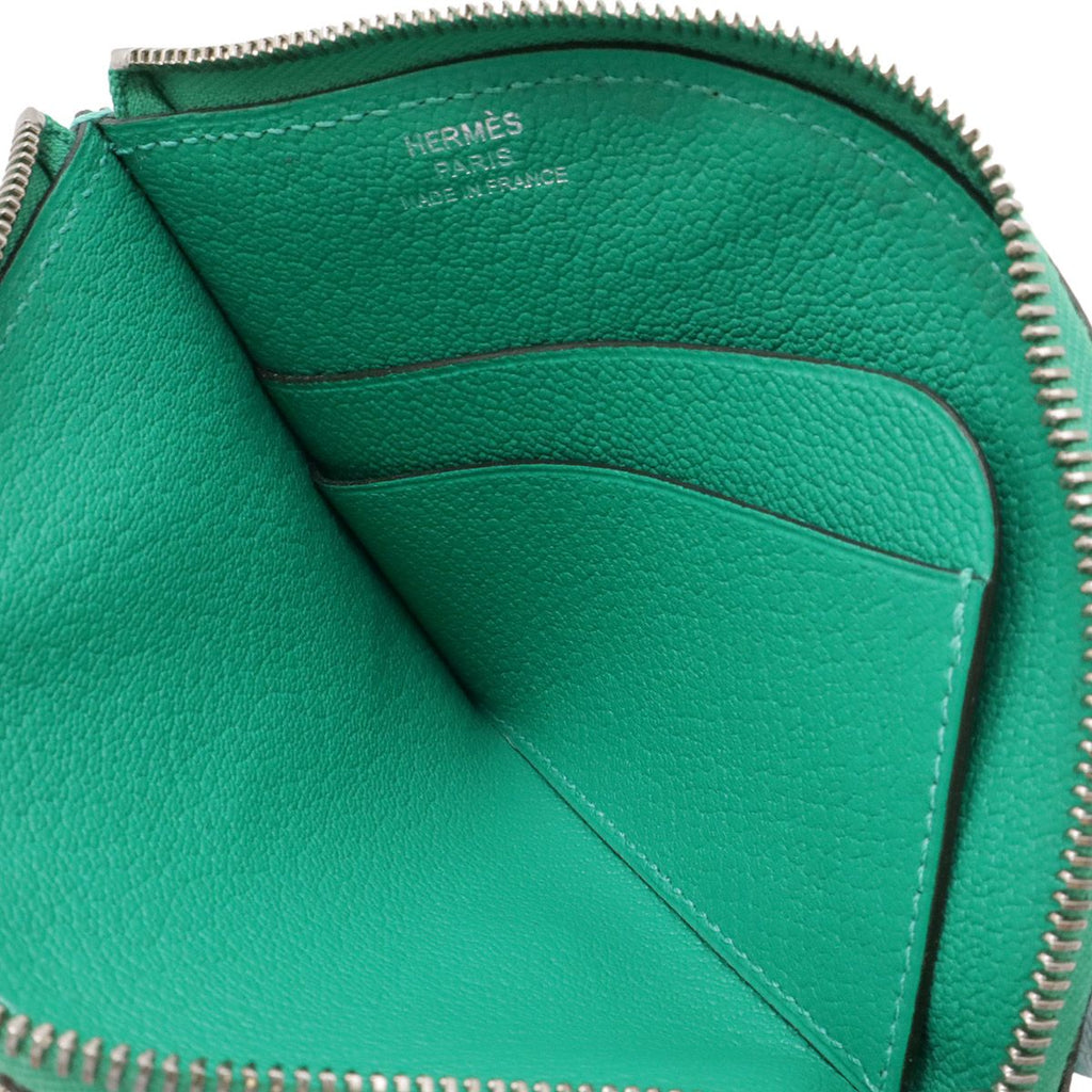 Hermes Paddock Coin Purse Pouch Chevre Leather Mint Green Blue Blum — view 5