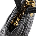 Chanel Quilted CC Logo Medallion Tote Shoulder Bag Enamel Leather Black — view 4