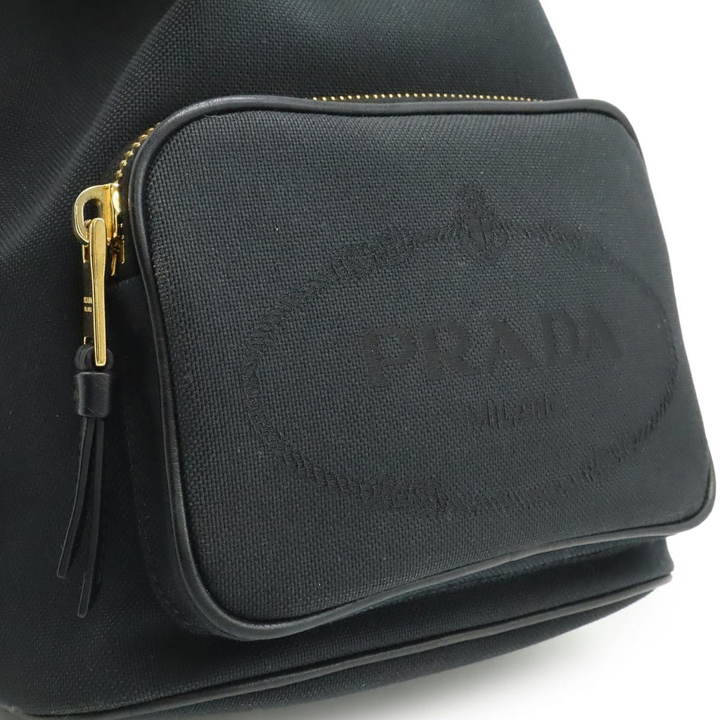 Prada Logo Jacquard Bucket Bag Drawstring 2-Way Canvas — view 8