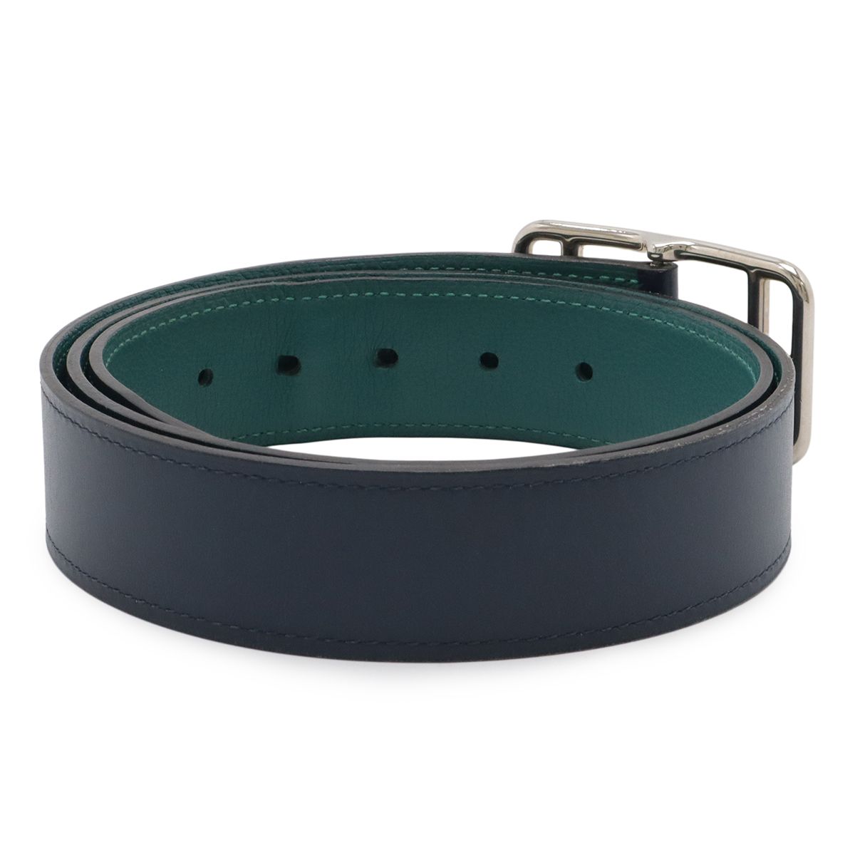 Hermes Cape Cod 32 Belt Reversible Leather Blue Marine Malachite Box Calf Togo — view 2