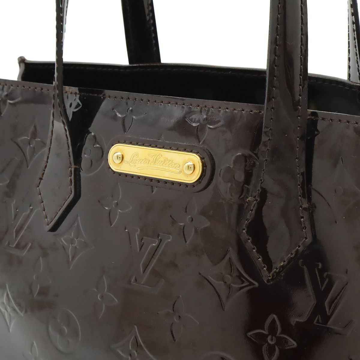 Louis Vuitton Monogram Vernis Wilshire PM Tote Enamel Calf Amarante — view 7