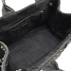 Prada Canapa Tote 2-Way Shoulder Bag Denim Visual Studs Nero Black Domestic — view 5