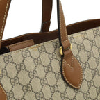 Gucci GG Supreme Tote 2-Way Shoulder Bag Crossbody Leather Beige Brown — view 7