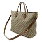 Gucci GG Supreme Tote 2-Way Shoulder Bag Crossbody Leather Beige Brown — view 2