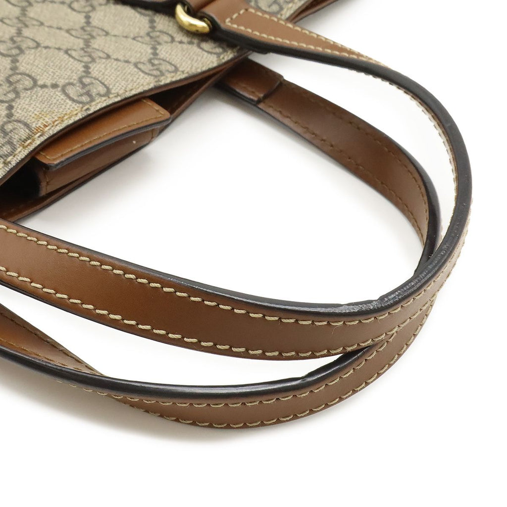 Gucci GG Supreme Tote 2-Way Shoulder Bag Crossbody Leather Beige Brown — view 6