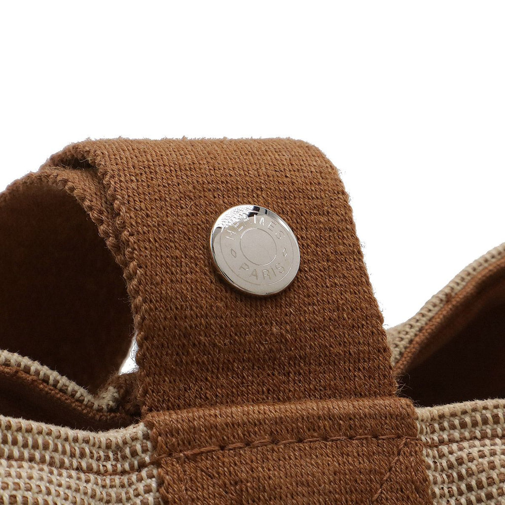 Hermes Saxo MM Tote Bucket Shape Toile Ash Beige Brown — view 5