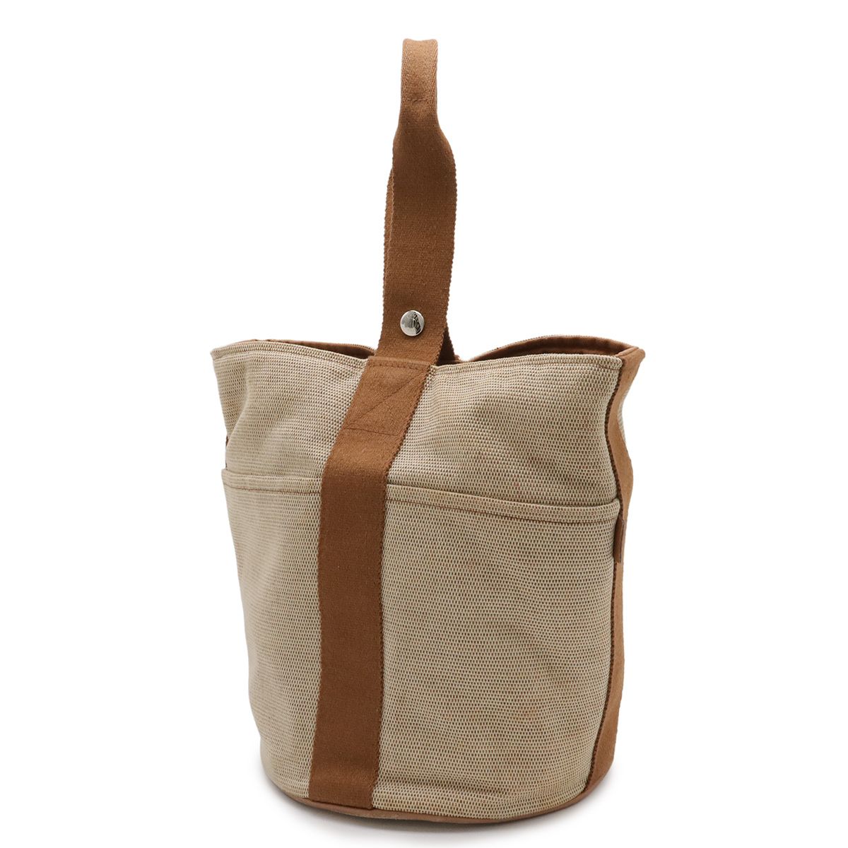 Hermes Saxo MM Tote Bucket Shape Toile Ash Beige Brown — view 2