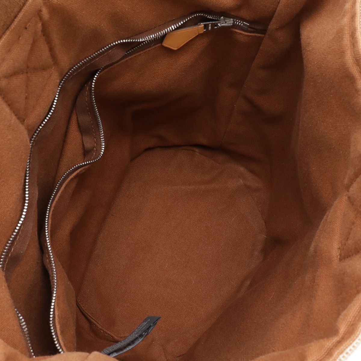 Hermes Saxo MM Tote Bucket Shape Toile Ash Beige Brown — view 6