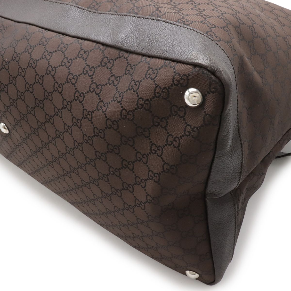 Gucci GG Nylon Shoulder Bag Travel Leather Brown — view 3