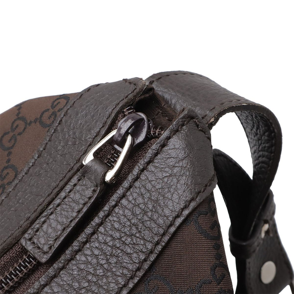 Gucci GG Nylon Shoulder Bag Travel Leather Brown — view 5