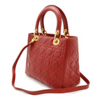 Dior Cannage Tote Leather Red Gold — view 2