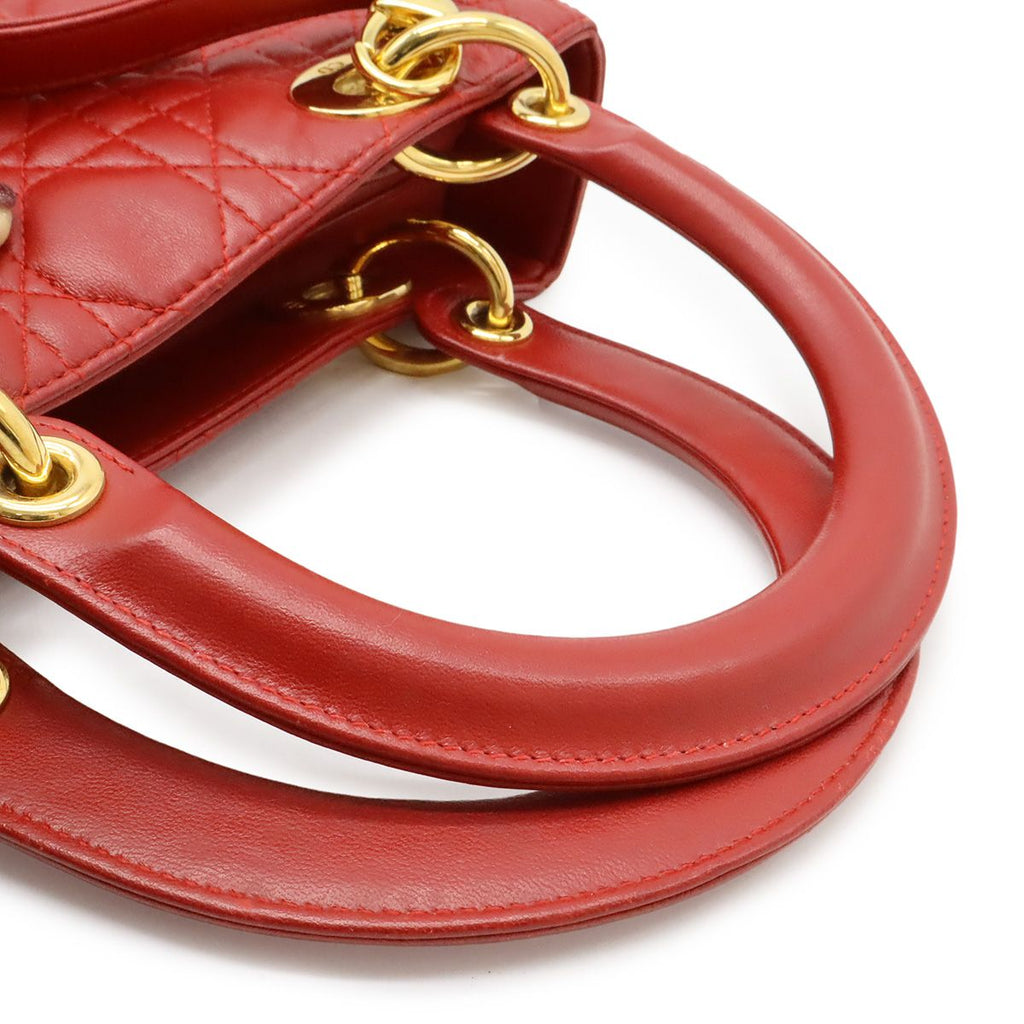 Dior Cannage Tote Leather Red Gold — view 4