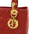 Dior Cannage Tote Leather Red Gold — view 9