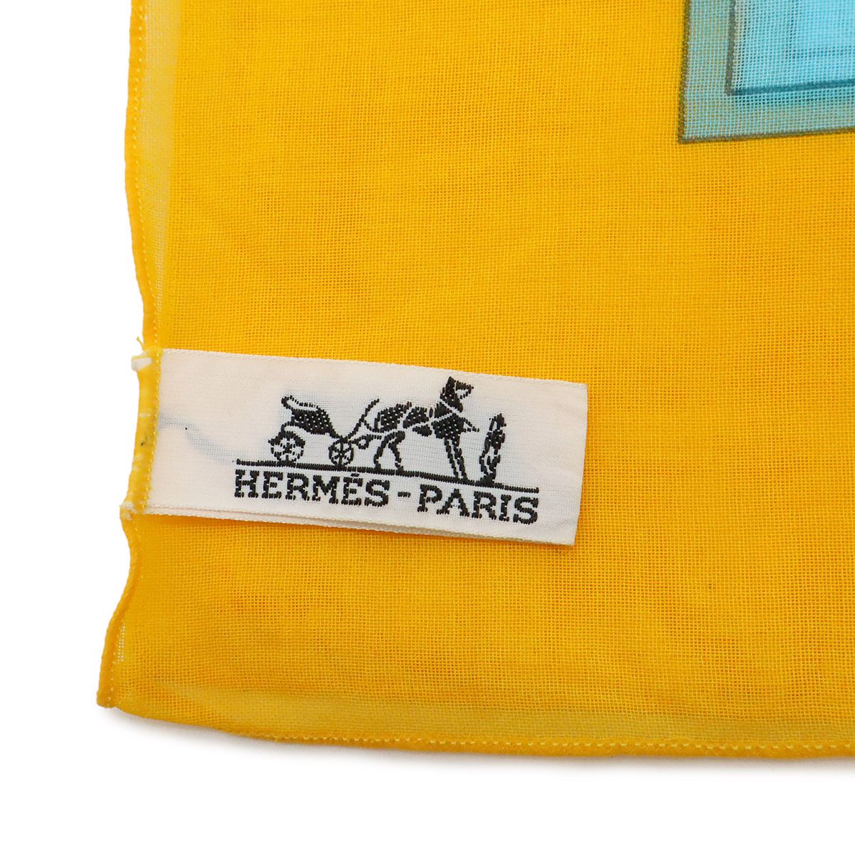 Hermes Large Shawl Scarf Pareo Fish Motif Pattern Cotton Blue — view 5