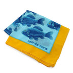 Hermes Large Shawl Scarf Pareo Fish Motif Pattern Cotton Blue — view 2