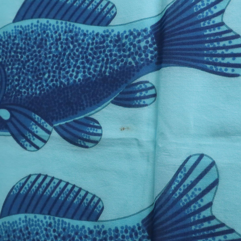 Hermes Large Shawl Scarf Pareo Fish Motif Pattern Cotton Blue — view 4