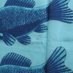 Hermes Large Shawl Scarf Pareo Fish Motif Pattern Cotton Blue — view 4