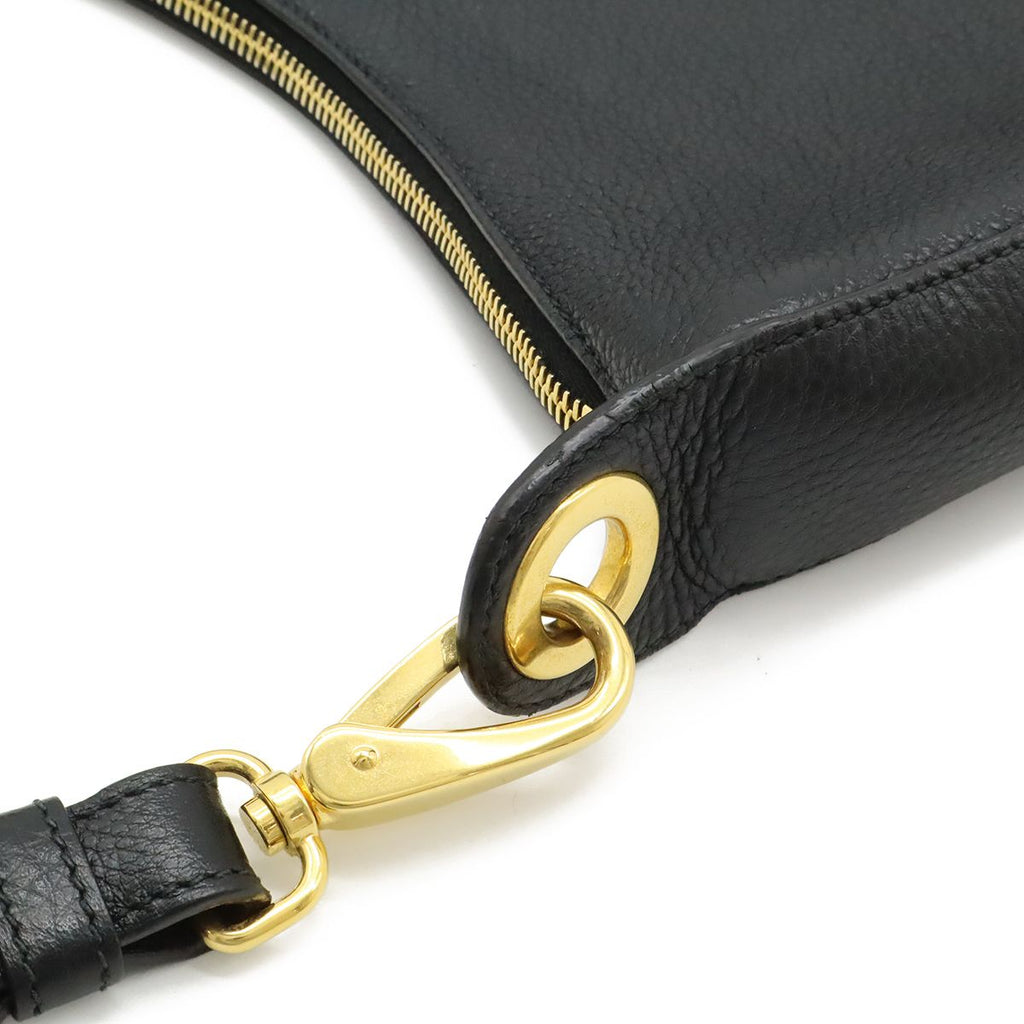 Prada Vitello Phoenix Shoulder Bag Striped Leather Nero Black Gold — view 5