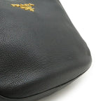 Prada Vitello Phoenix Shoulder Bag Striped Leather Nero Black Gold — view 8