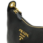 Prada Vitello Phoenix Shoulder Bag Striped Leather Nero Black Gold — view 6