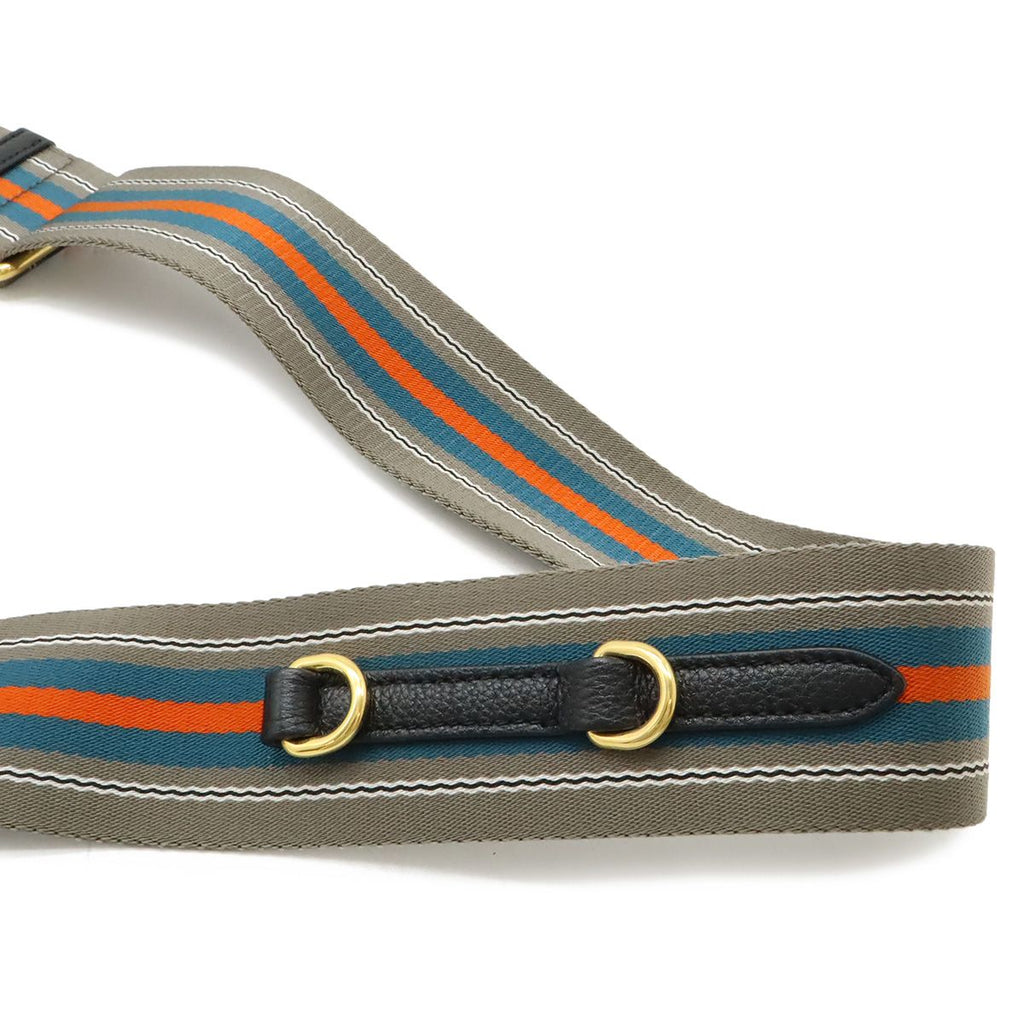 Prada Vitello Phoenix Shoulder Bag Striped Leather Nero Black Gold — view 4