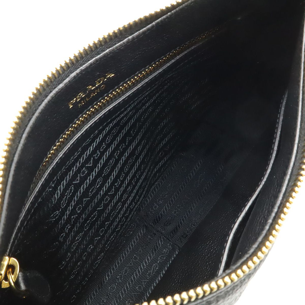 Prada Vitello Phoenix Shoulder Bag Striped Leather Nero Black Gold — view 7