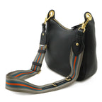 Prada Vitello Phoenix Shoulder Bag Striped Leather Nero Black Gold — view 2