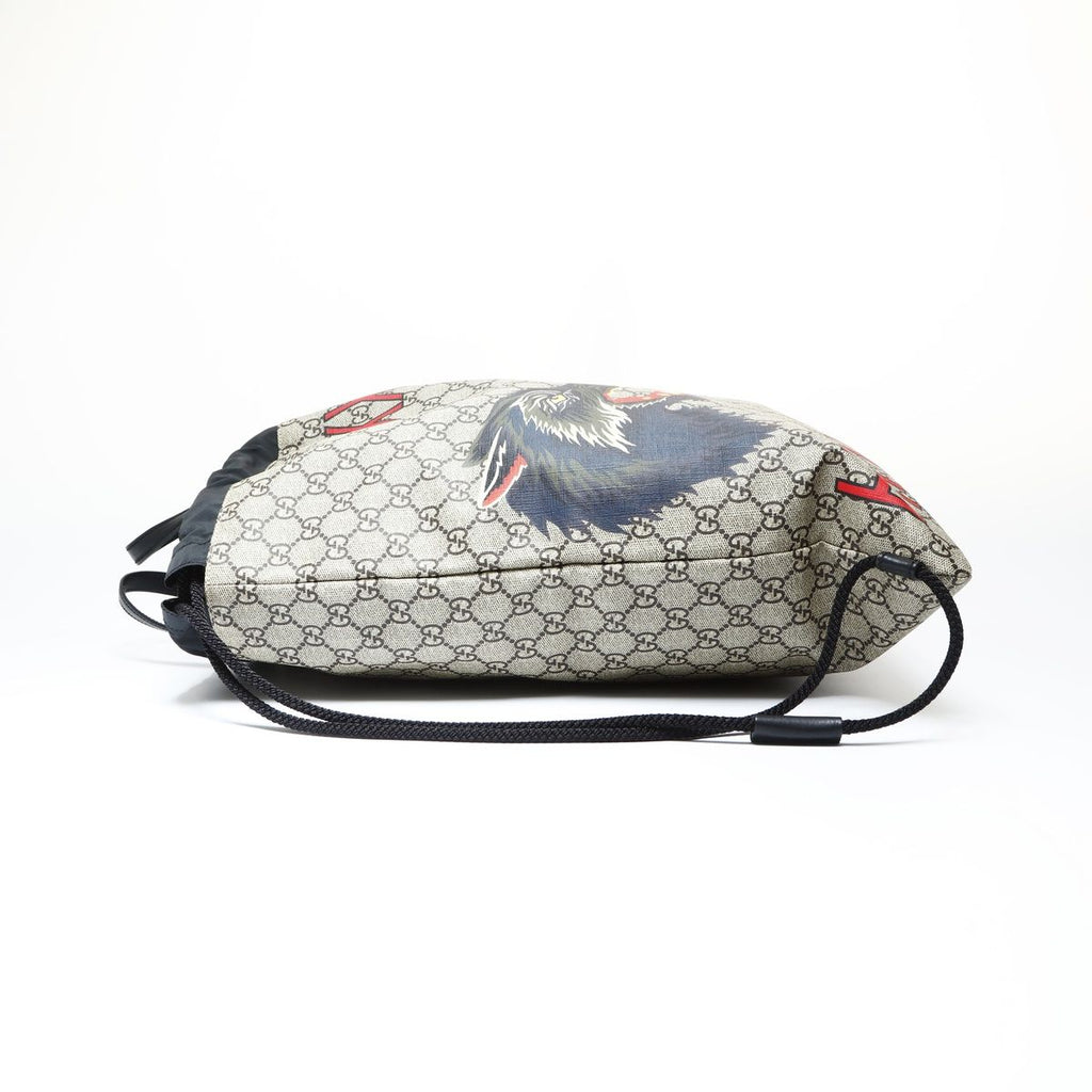 Gucci GG Supreme Drawstring Wolf Backpack — view 3