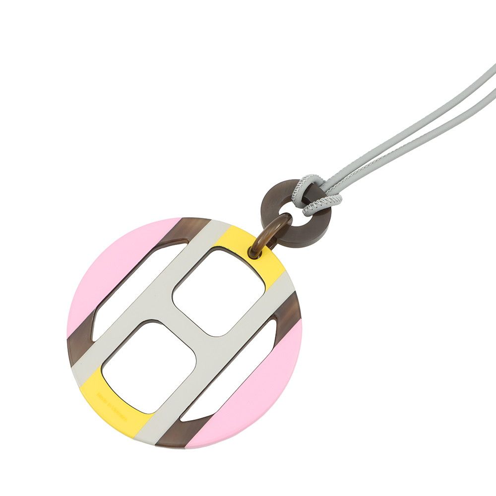 Hermes Necklace Equipe Buffalo Horn Pink Gray — view 3