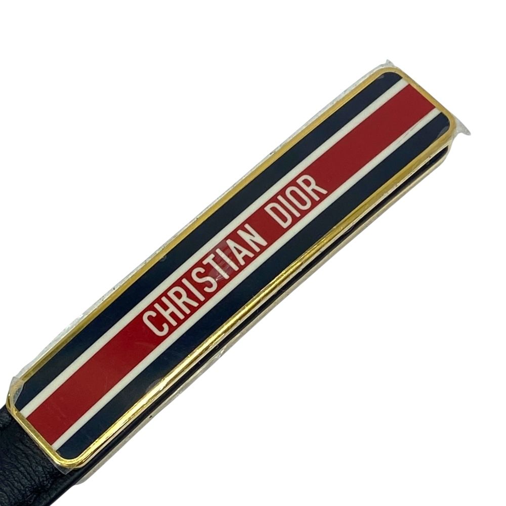 Dior Belt Slim Logo Leather Black Red Gold — view 2
