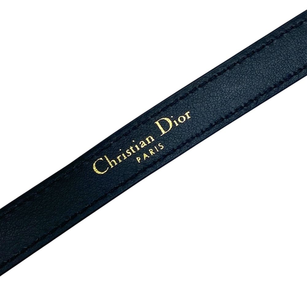 Dior Belt Slim Logo Leather Black Red Gold — view 7