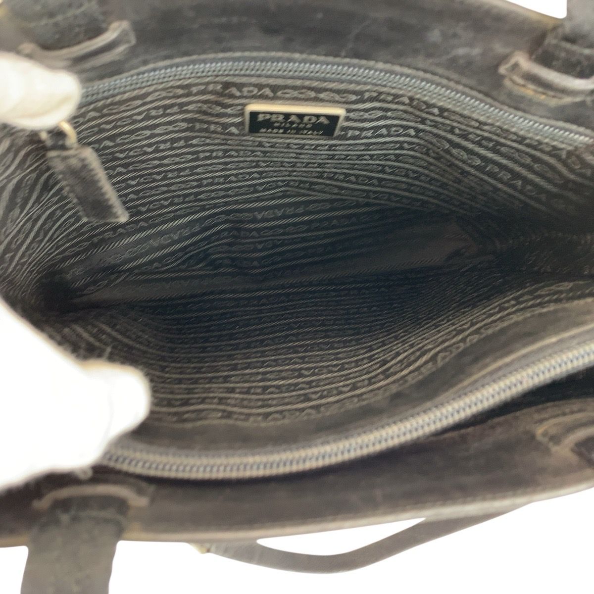 Prada Tessuto Black Silver Nylon Tote — view 8