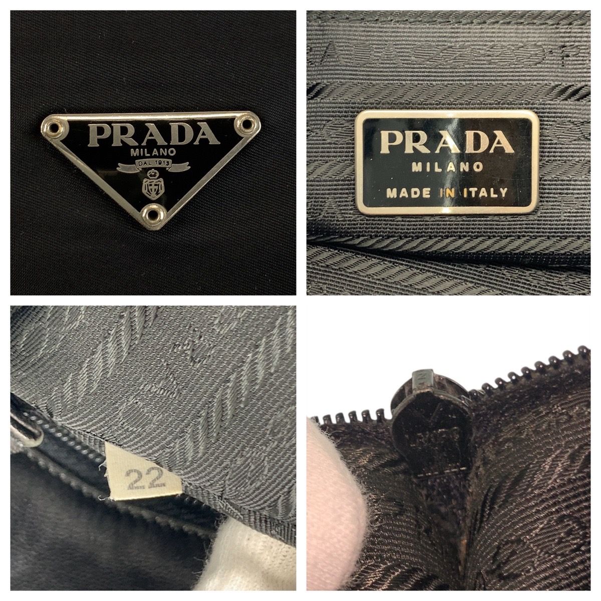 Prada Tessuto Black Silver Nylon Tote — view 3