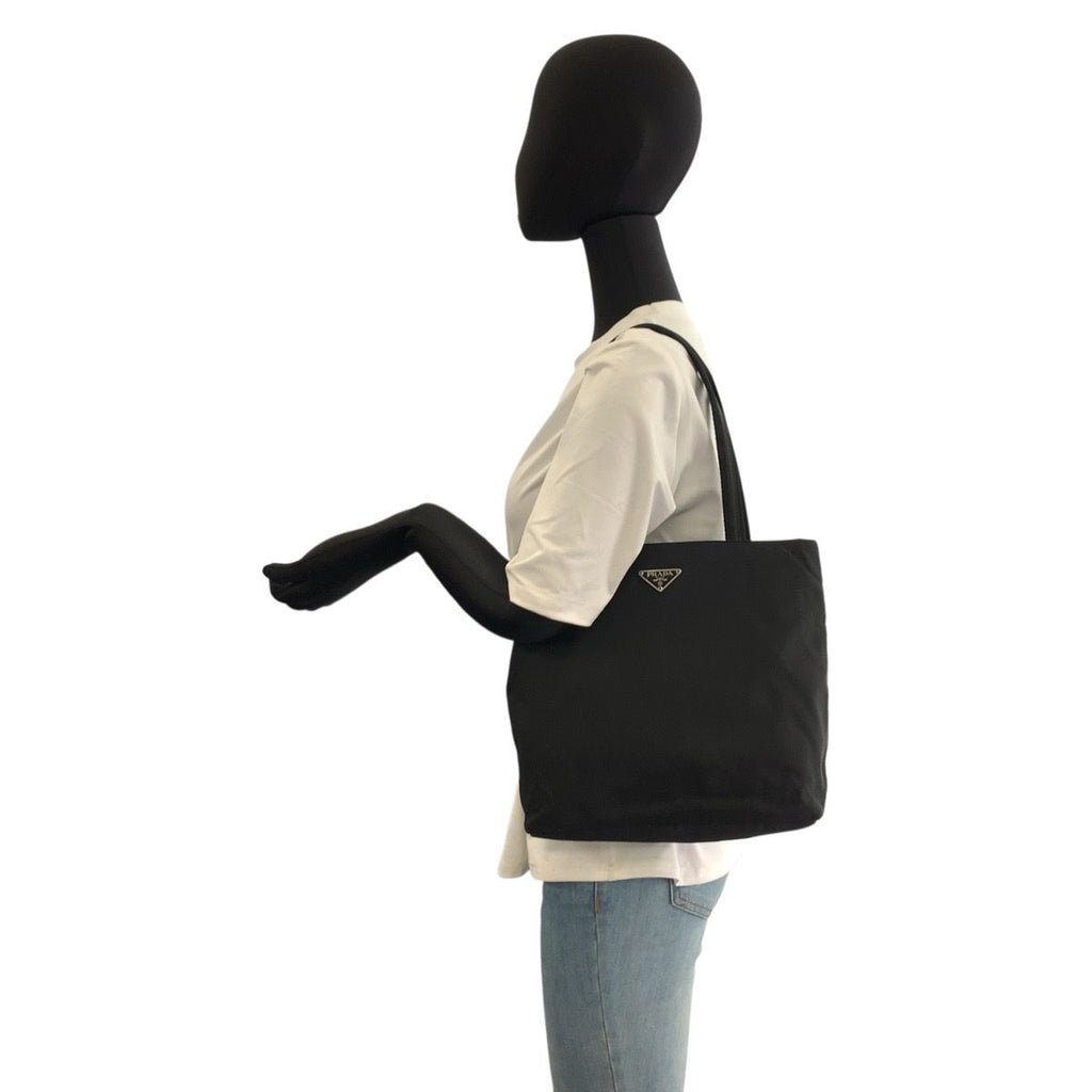 Prada Tessuto Black Silver Nylon Tote — view 6