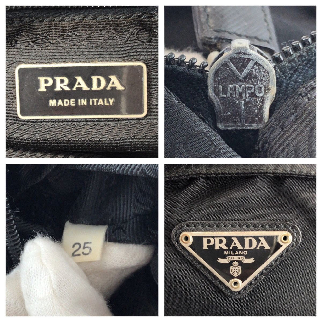 Prada Tessuto Black Silver Nylon Leather Shoulder Bag — view 4