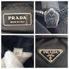 Prada Tessuto Black Silver Nylon Leather Shoulder Bag — view 4
