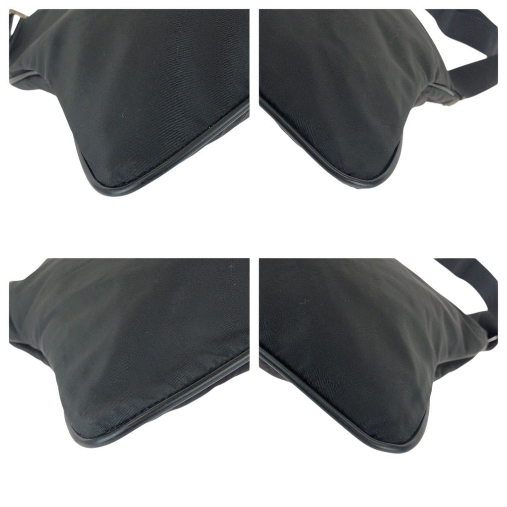 Prada Tessuto Black Silver Nylon Leather Shoulder Bag — view 3