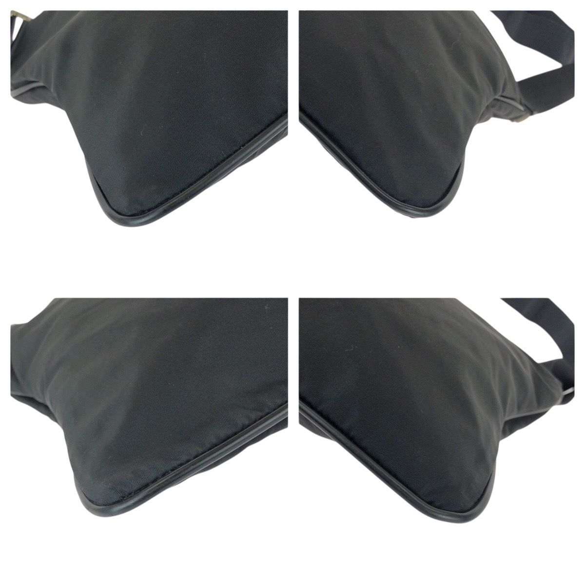Prada Tessuto Black Silver Nylon Leather Shoulder Bag — view 3