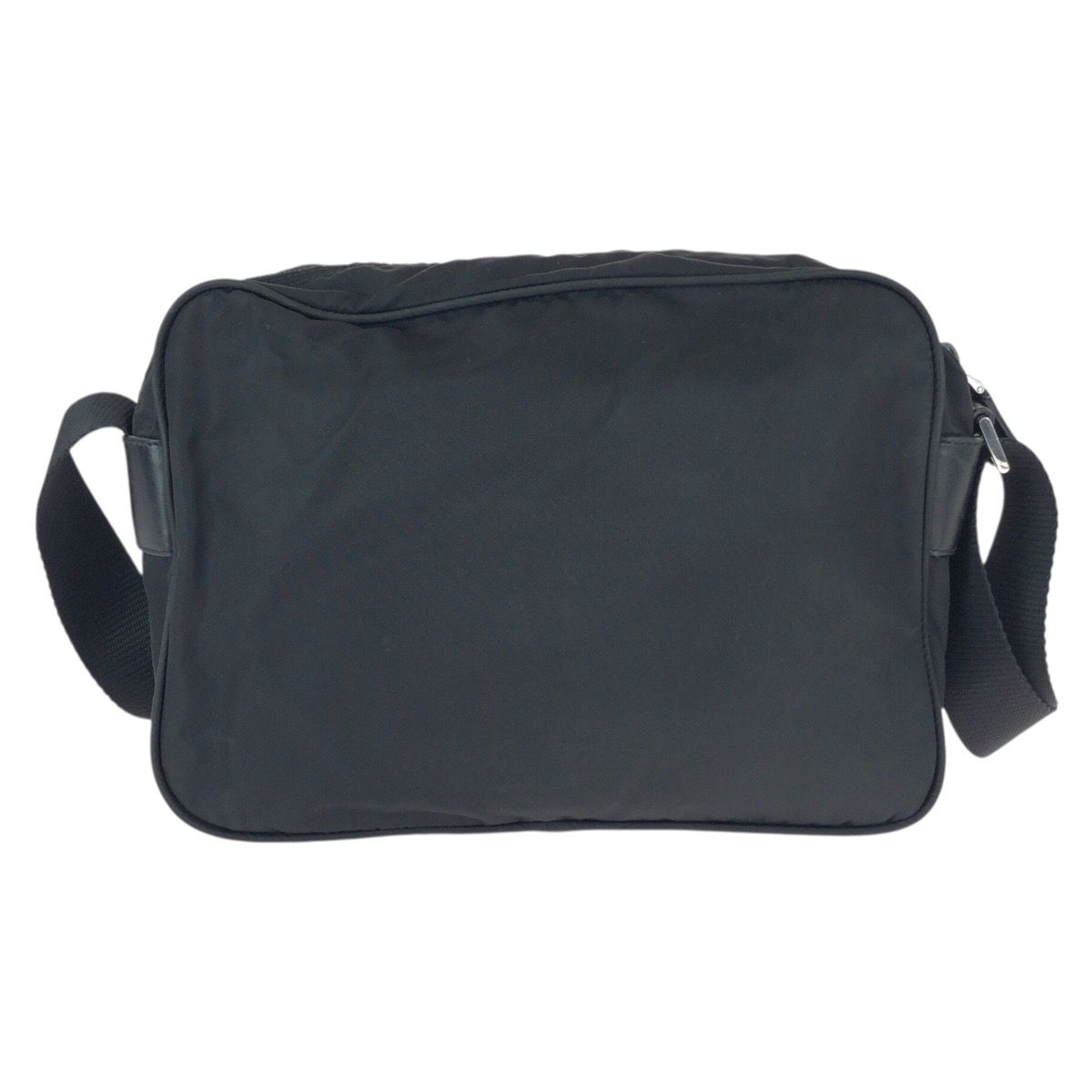 Prada Tessuto Black Silver Nylon Leather Shoulder Bag — view 2